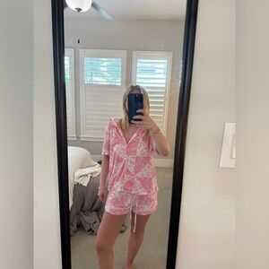 Pink and White Floral Pajama Set